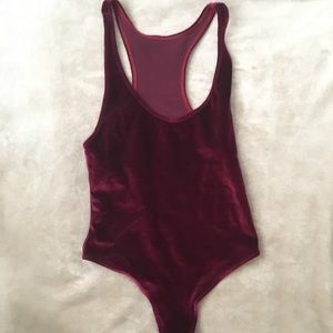 America Apparel red velvet bodysuit xs